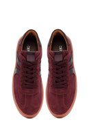 Woman Burgundy Laced Suede Leather Sneakers | Derimod