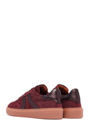 Woman Burgundy Laced Suede Leather Sneakers | Derimod