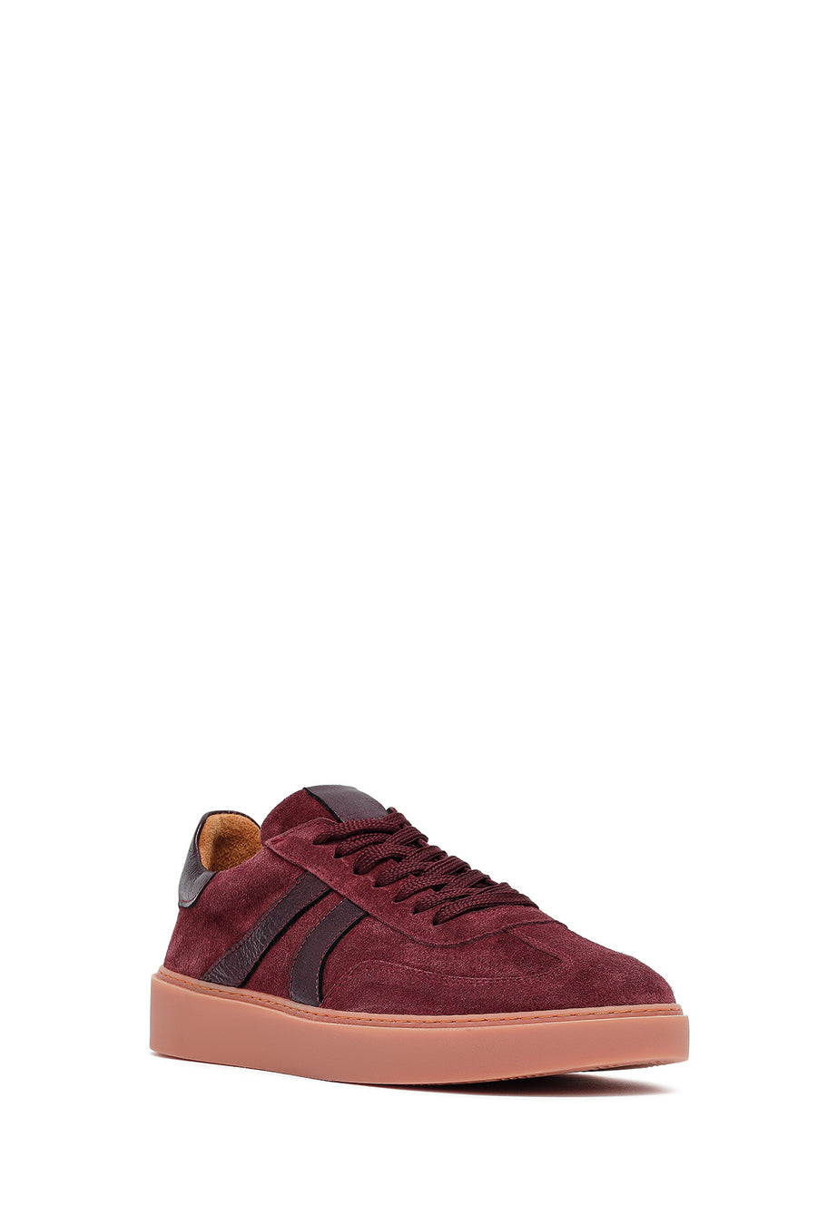 Woman Burgundy Laced Suede Leather Sneakers