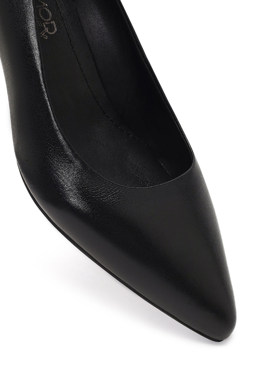 Derimod Flex Women Black Thick Heeled Leather Shoe