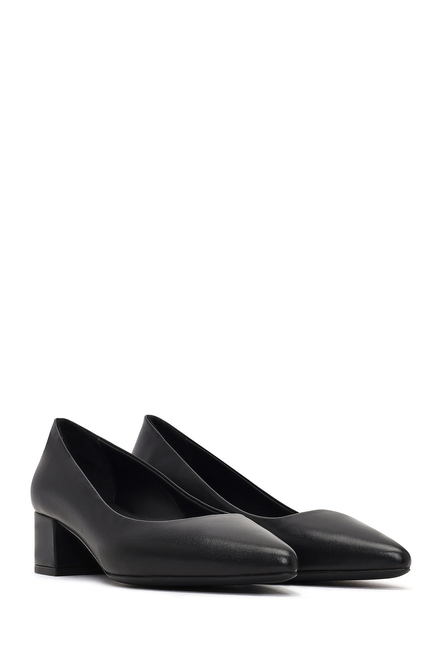 Derimod Flex Women Black Thick Heeled Leather Shoe