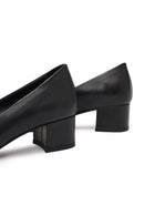Derimod Flex Women Black Thick Heeled Leather Shoe | Derimod