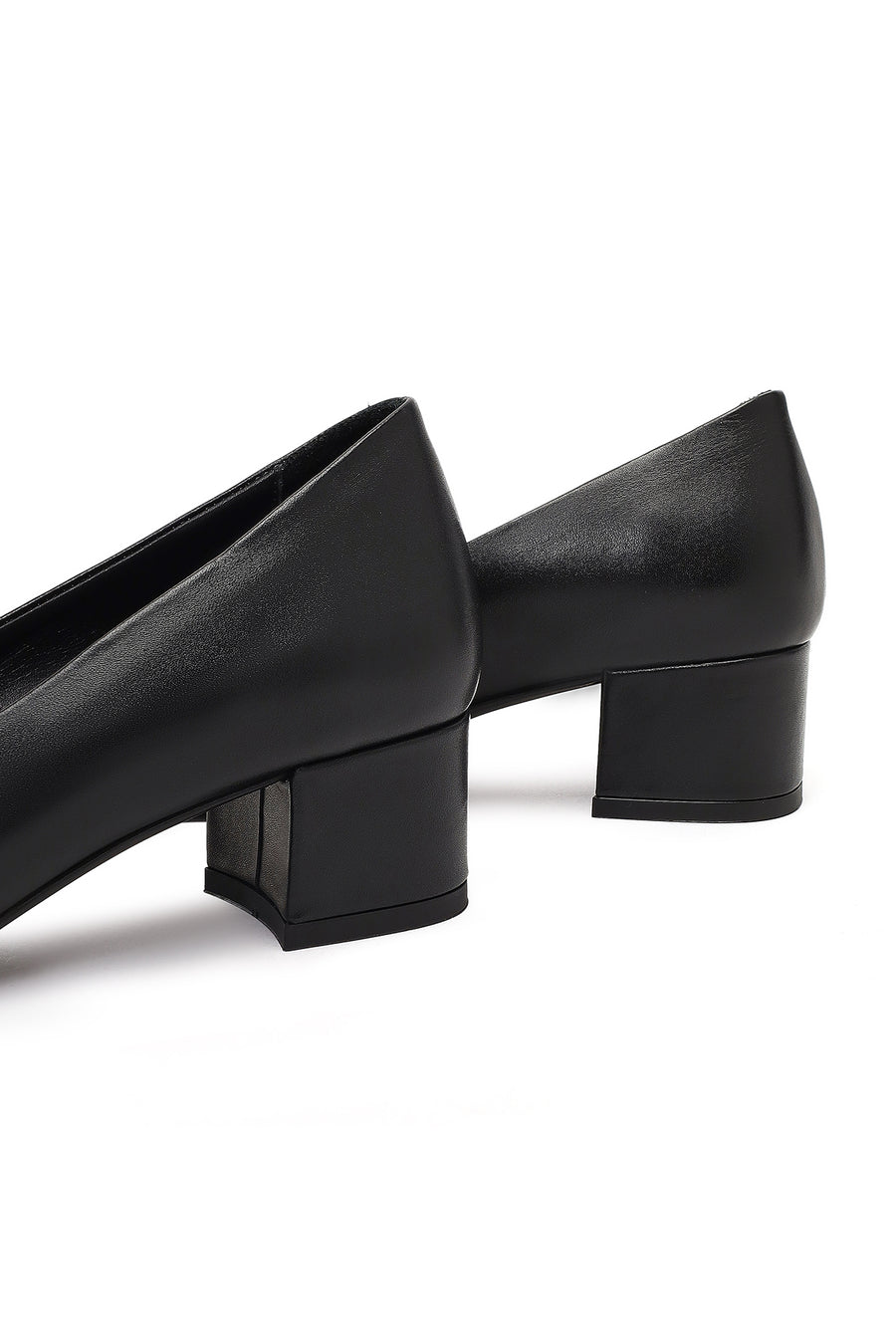Derimod Flex Women Black Thick Heeled Leather Shoe