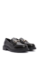 Woman Black Buckled Masculine Loafer | Derimod