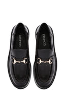 Woman Black Buckled Masculine Loafer | Derimod