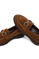Women's Mink Buckled Suede Leather Comfort Loafer | Derimod