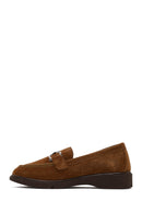 Women's Mink Buckled Suede Leather Comfort Loafer | Derimod
