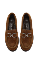 Women's Mink Buckled Suede Leather Comfort Loafer | Derimod