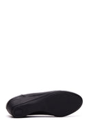 Woman Black Leather Wedge Heeled Shoes | Derimod