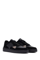 Woman Black Laced Leather Sneakers | Derimod