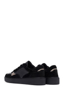 Woman Black Laced Leather Sneakers | Derimod
