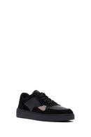 Woman Black Laced Leather Sneakers | Derimod