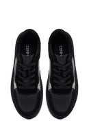 Woman Black Laced Leather Sneakers | Derimod