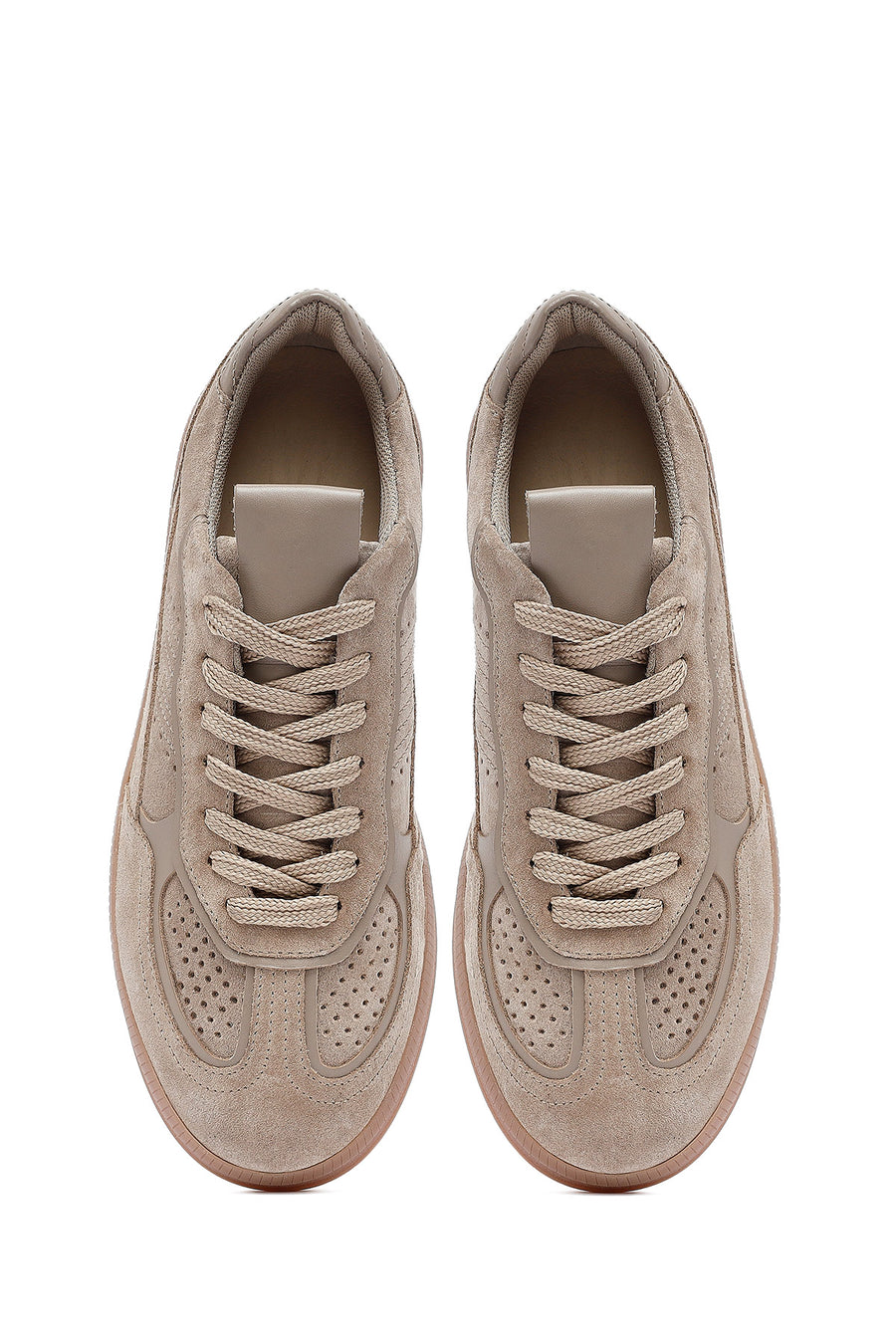 Kadın Taba Bağcıklı Süet Deri Sneaker
