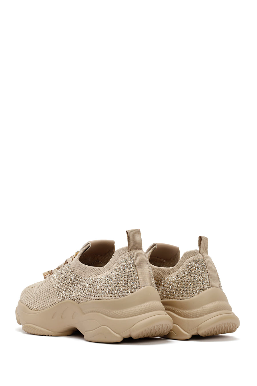 Derimod Zero Women Beige Lace-Up Stone Detailed Fabric Sneaker