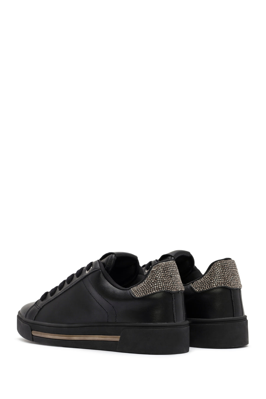 Kadın Siyah Bağcıklı Taşlı Sneaker