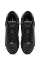 Kadın Siyah Bağcıklı Taşlı Sneaker | Derimod