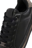 Kadın Siyah Bağcıklı Taşlı Sneaker | Derimod
