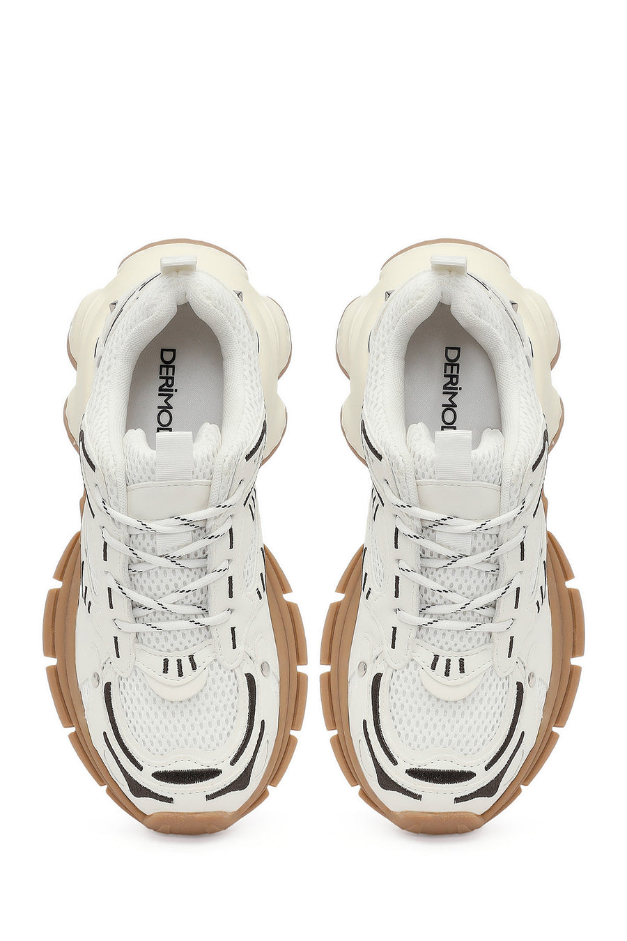 Kadın Beyaz Bağcıklı Kalın Tabanlı Sneaker