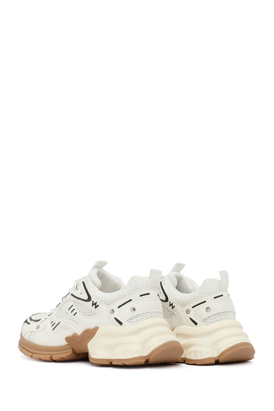 Kadın Beyaz Bağcıklı Kalın Tabanlı Sneaker