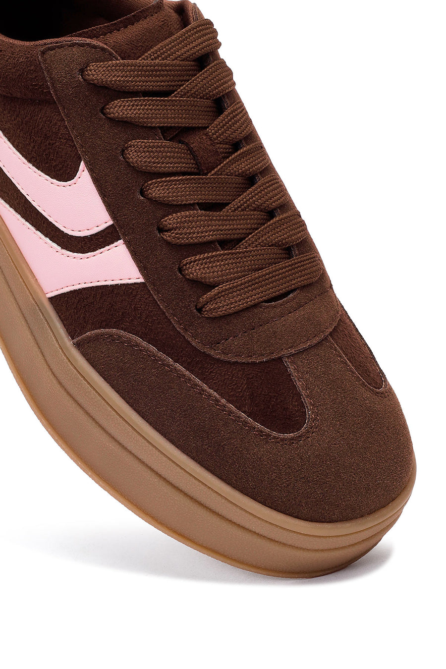 Kadın Kahverengi Bağcıklı Kalın Tabanlı Sneaker