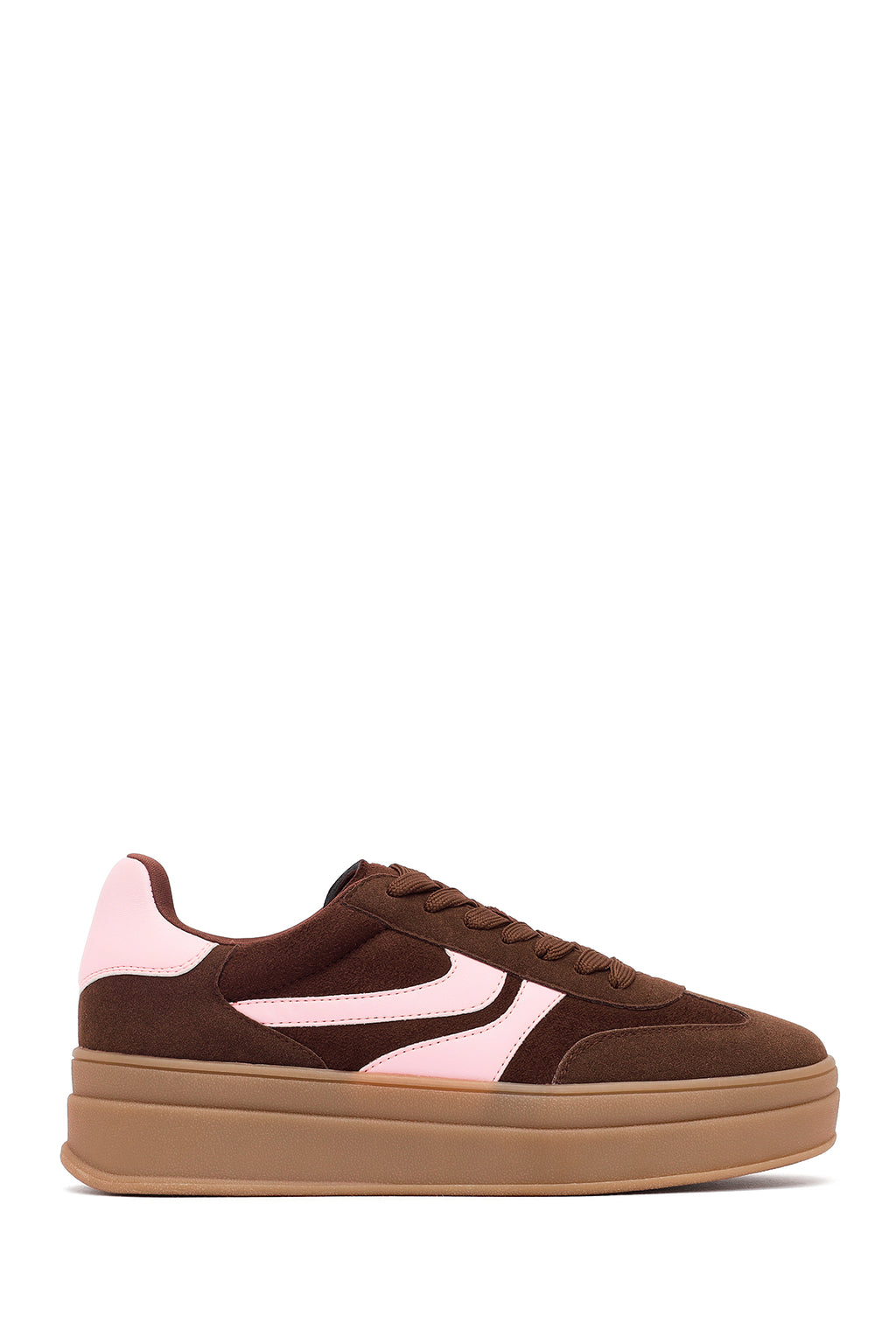 Kadın Kahverengi Bağcıklı Kalın Tabanlı Sneaker