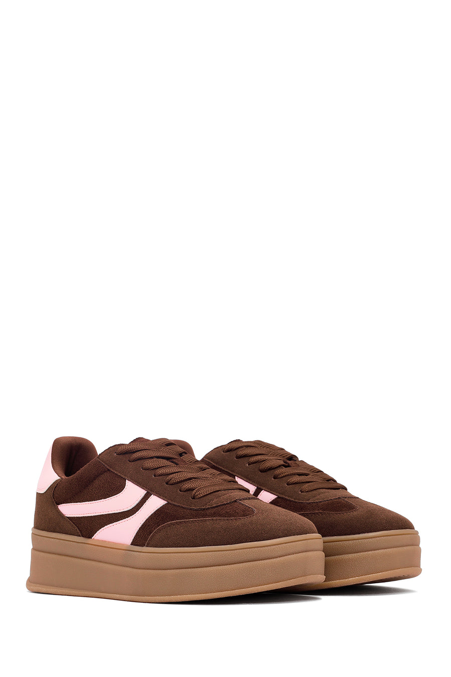 Kadın Kahverengi Bağcıklı Kalın Tabanlı Sneaker