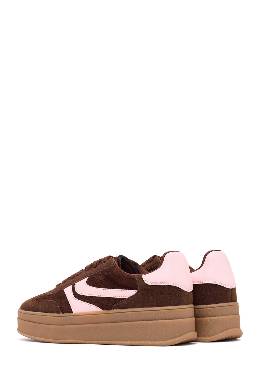 Kadın Kahverengi Bağcıklı Kalın Tabanlı Sneaker