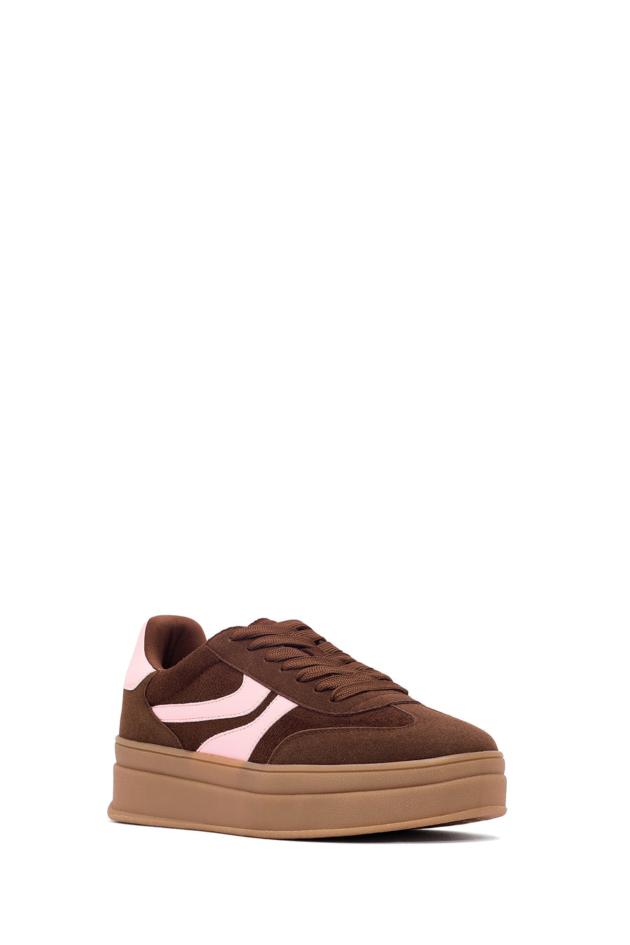 Kadın Kahverengi Bağcıklı Kalın Tabanlı Sneaker