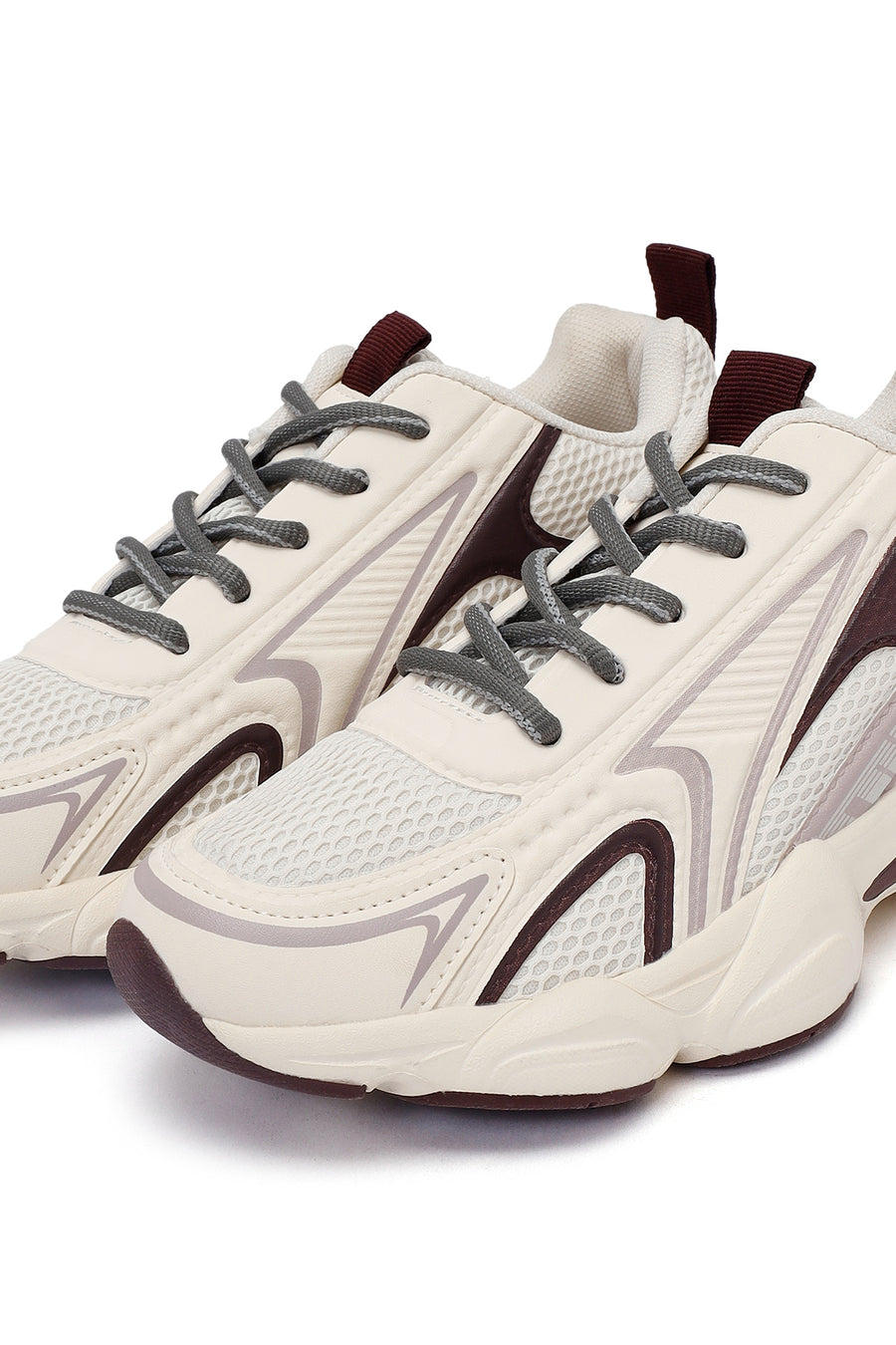 Women's Burgundy Lace-Up Thick-Soled Sneaker