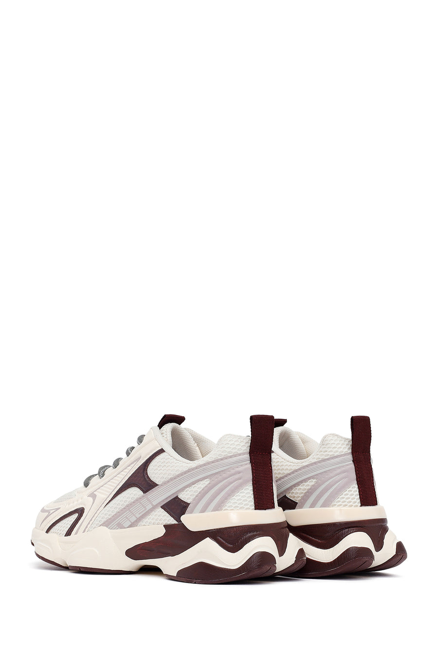 Women's Burgundy Lace-Up Thick-Soled Sneaker