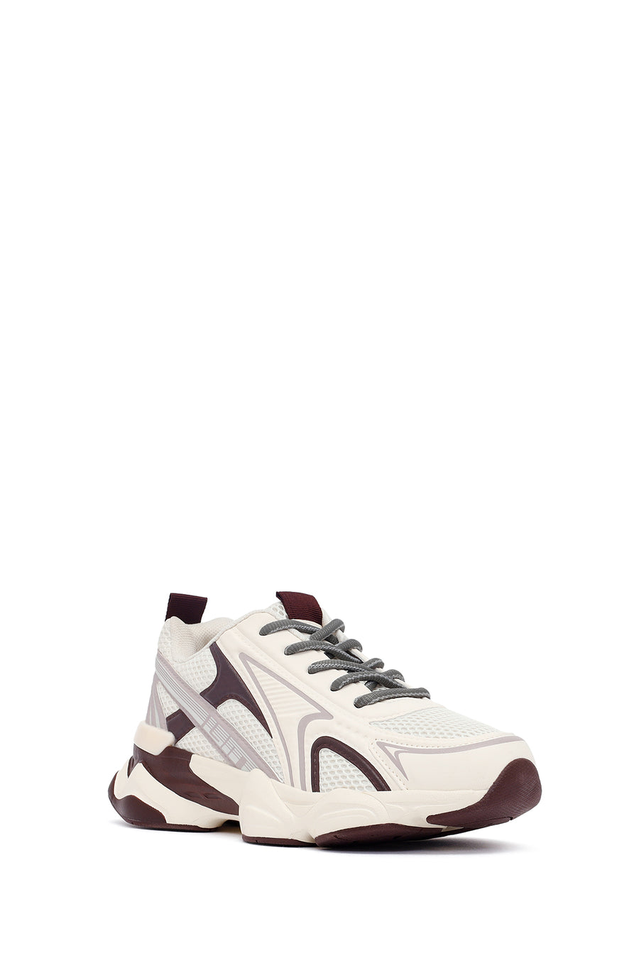Women's Burgundy Lace-Up Thick-Soled Sneaker