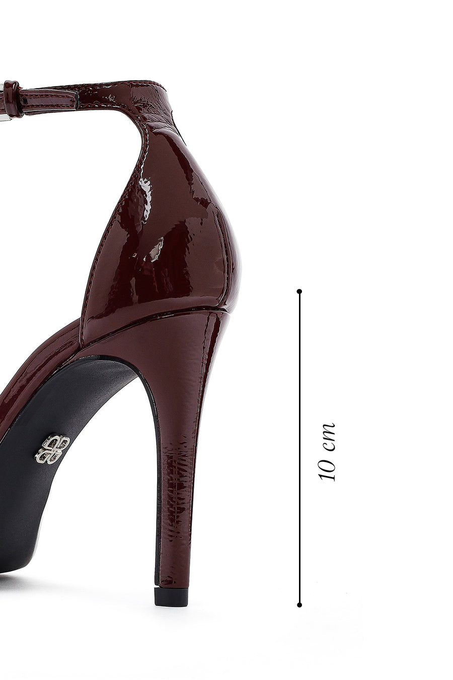 Women's Burgundy Ankle Buckle High Thin Heel Patent Leather Stiletto