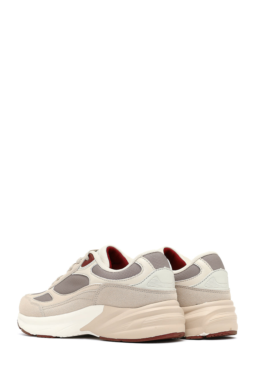 Women's Beige Lace-Up Thick-Soled Sneaker