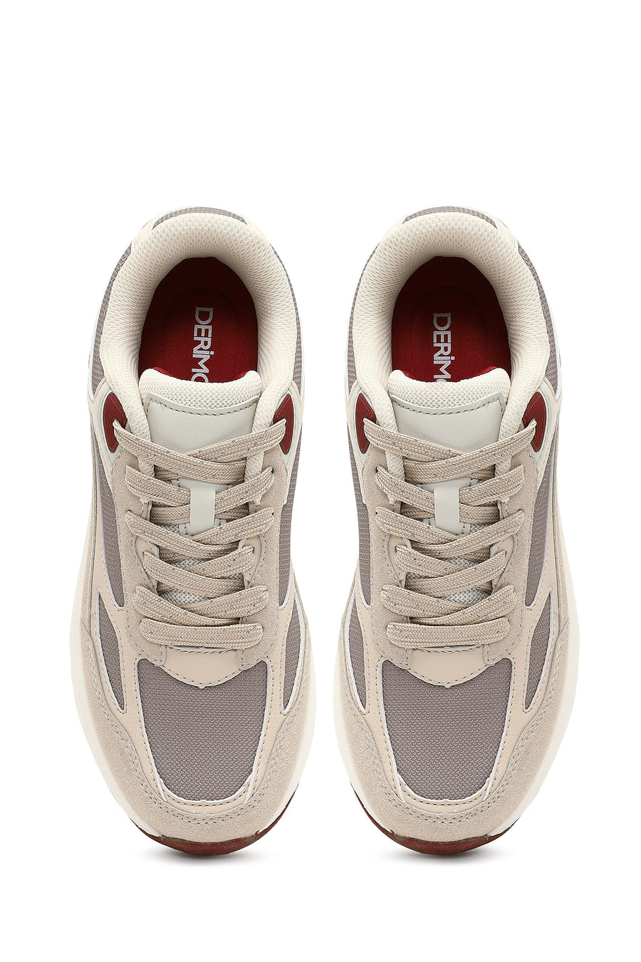 Women's Beige Lace-Up Thick-Soled Sneaker