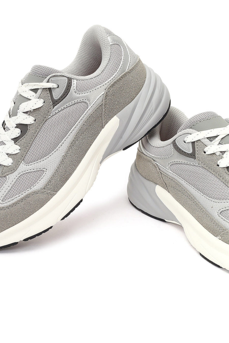 Kadın Gri Bağcıklı Kalın Tabanlı Sneaker