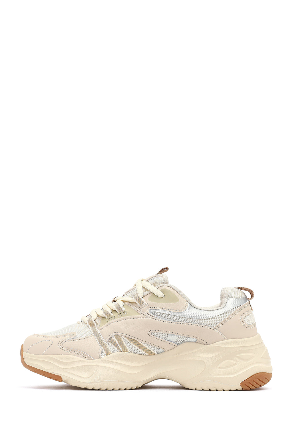 Kadın Bej Bağcıklı Kalın Tabanlı Sneaker