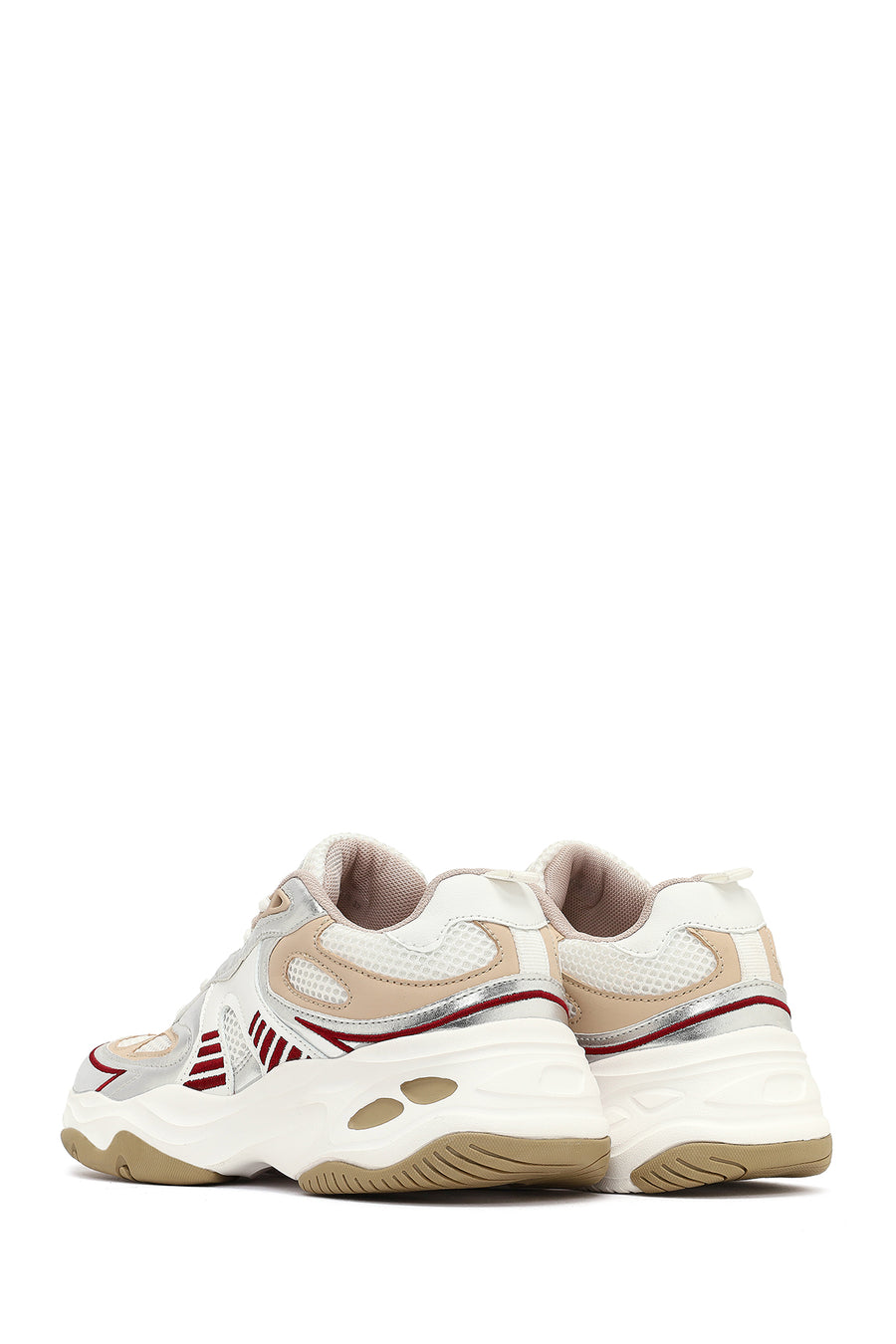 Kadın Bej Bağcıklı Kalın Tabanlı Sneaker