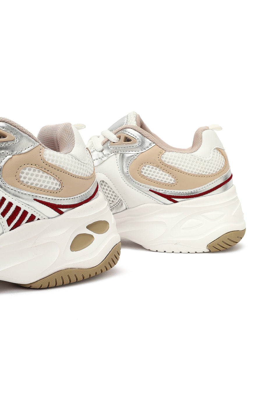 Kadın Bej Bağcıklı Kalın Tabanlı Sneaker