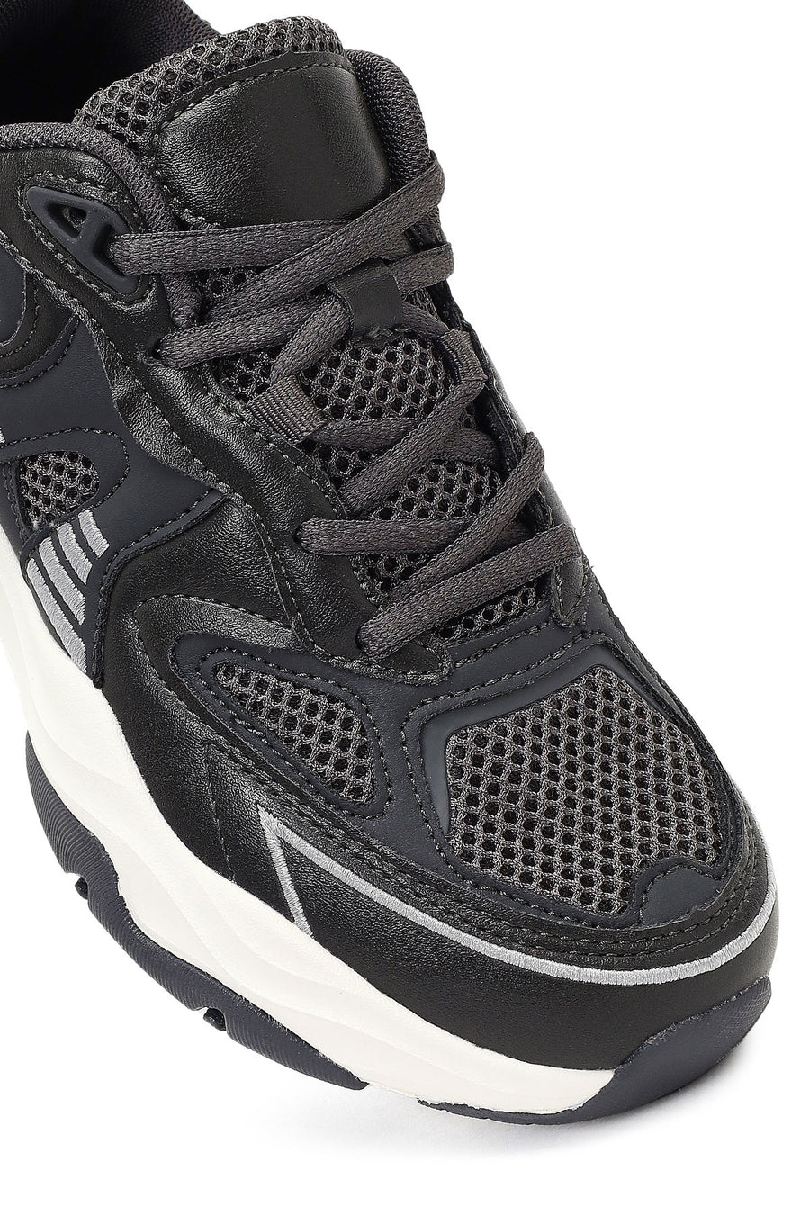 Kadın Gri Bağcıklı Kalın Tabanlı Sneaker