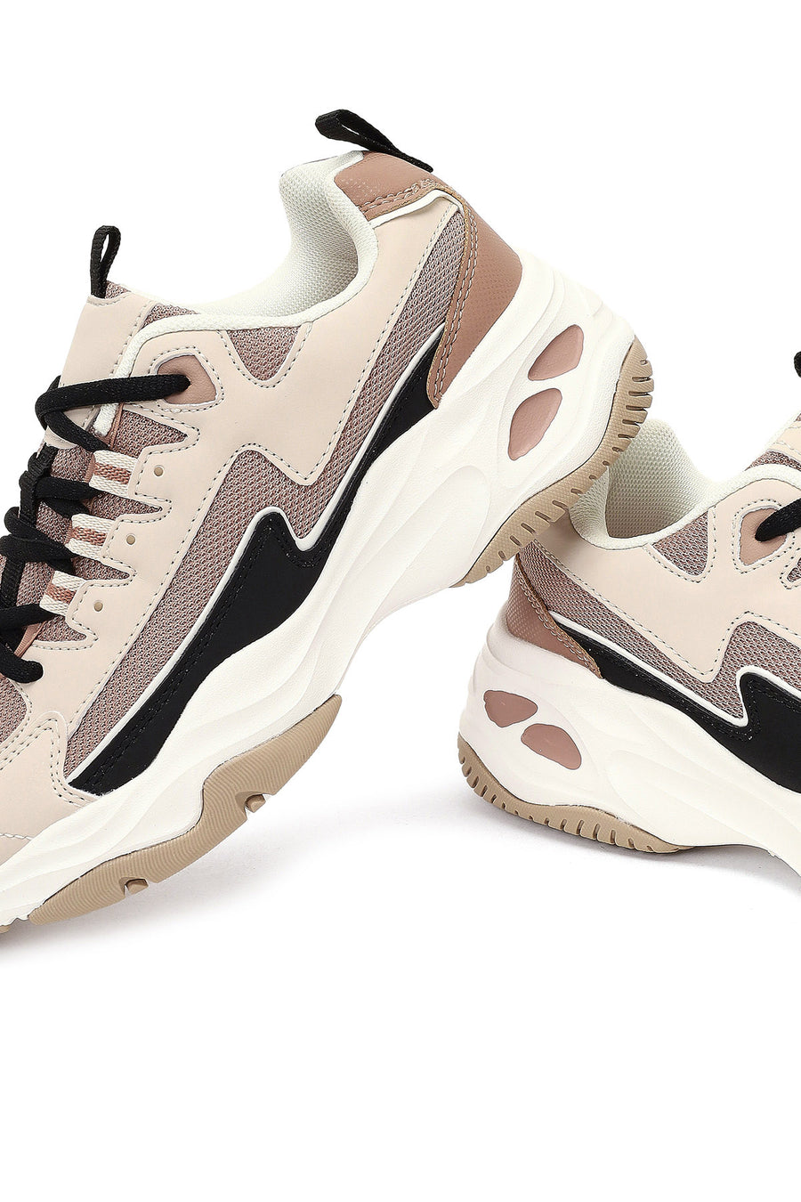 Kadın Bej Bağcıklı Kalın Tabanlı Sneaker