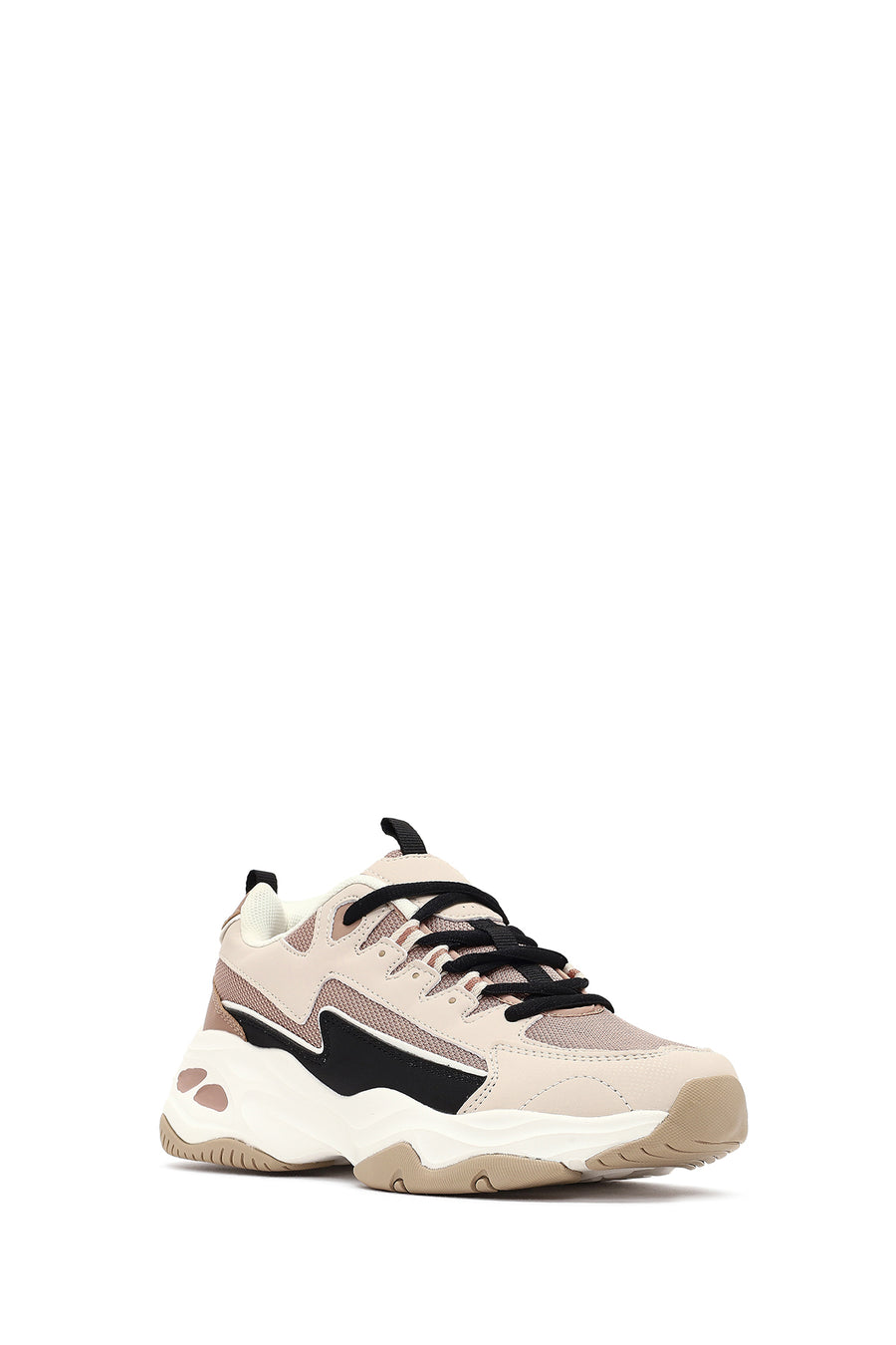 Kadın Bej Bağcıklı Kalın Tabanlı Sneaker