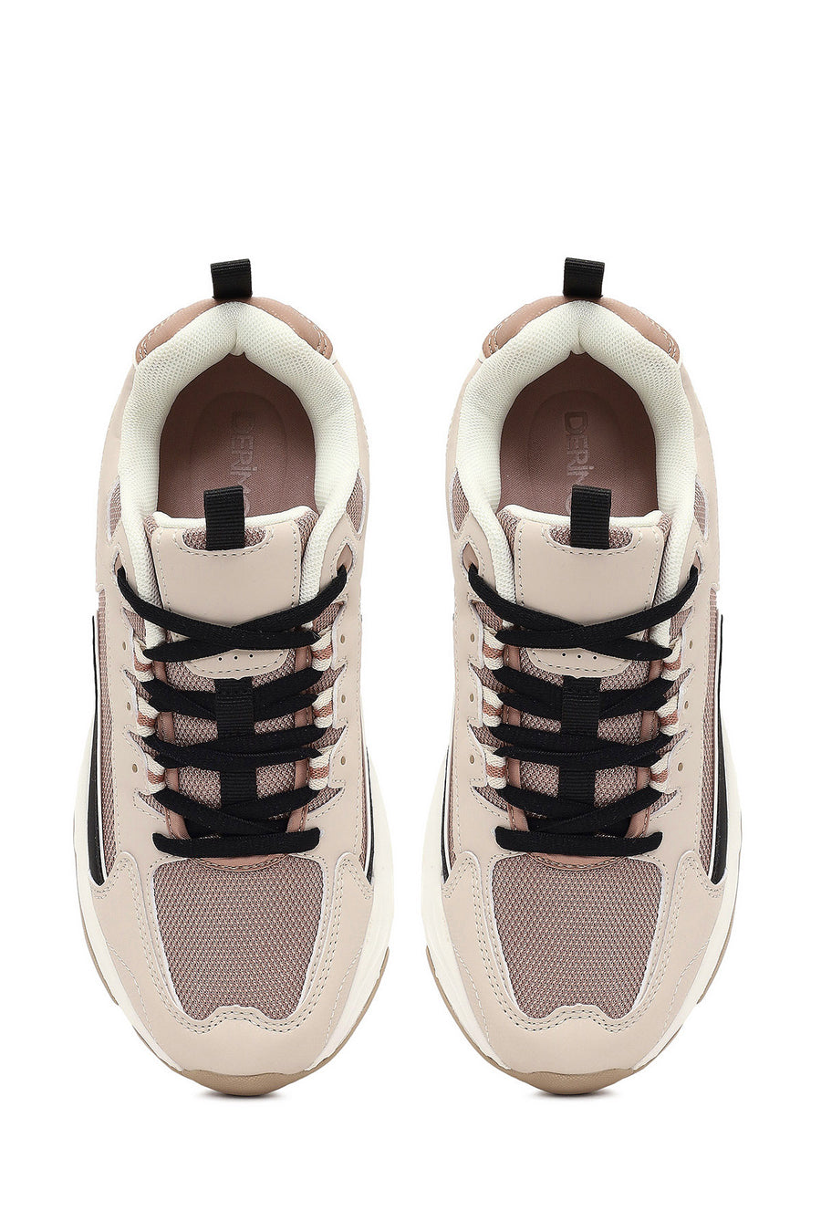 Kadın Bej Bağcıklı Kalın Tabanlı Sneaker