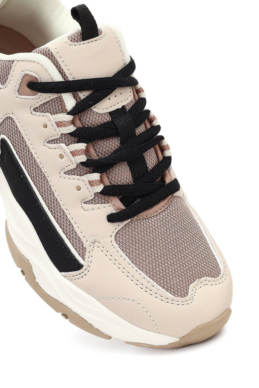 Kadın Bej Bağcıklı Kalın Tabanlı Sneaker