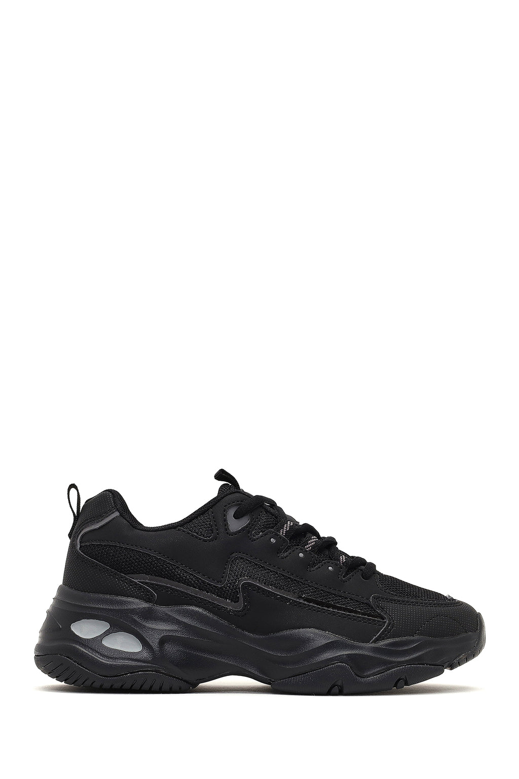 Kadın Siyah Bağcıklı Kalın Tabanlı Sneaker