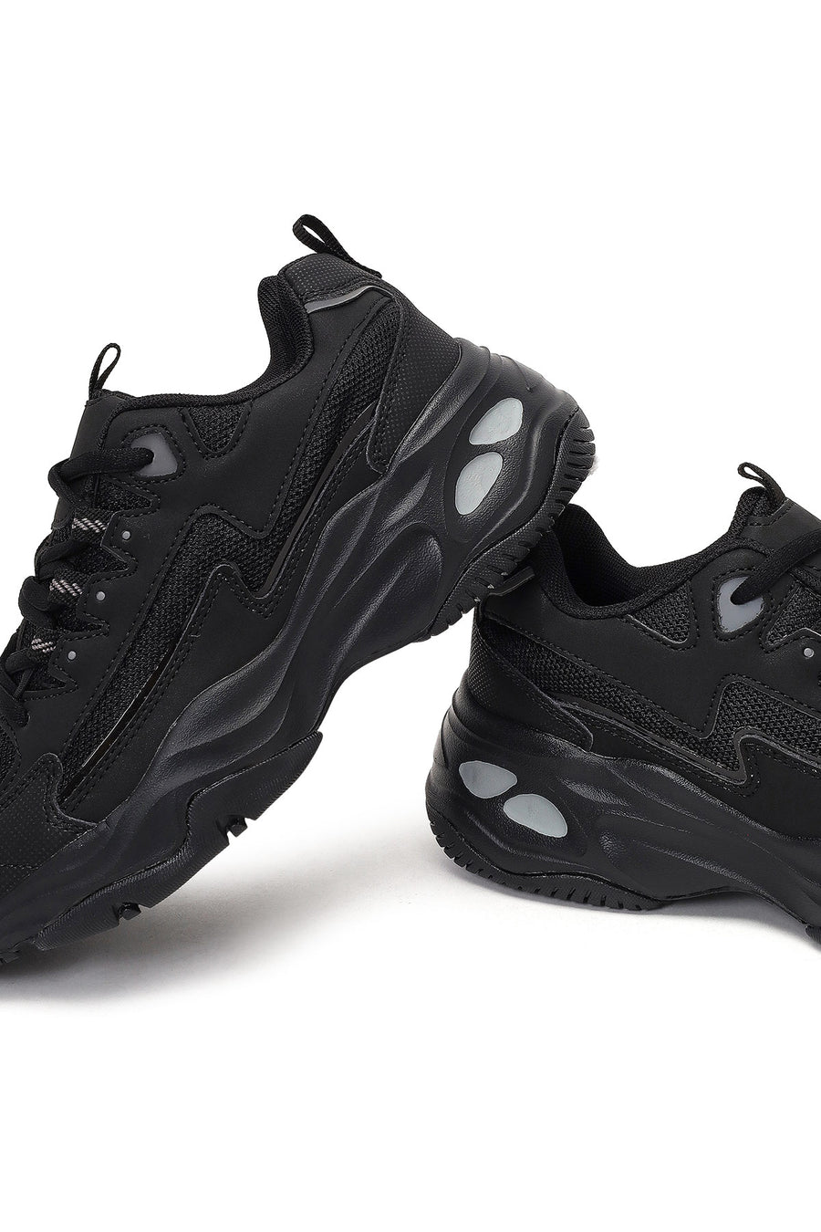 Kadın Siyah Bağcıklı Kalın Tabanlı Sneaker