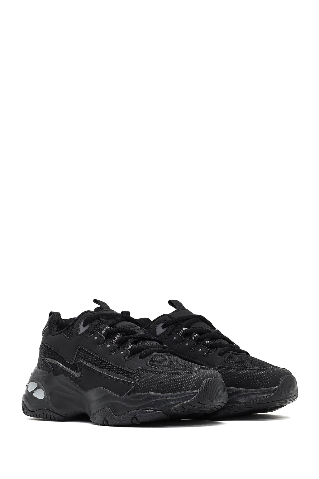 Kadın Siyah Bağcıklı Kalın Tabanlı Sneaker