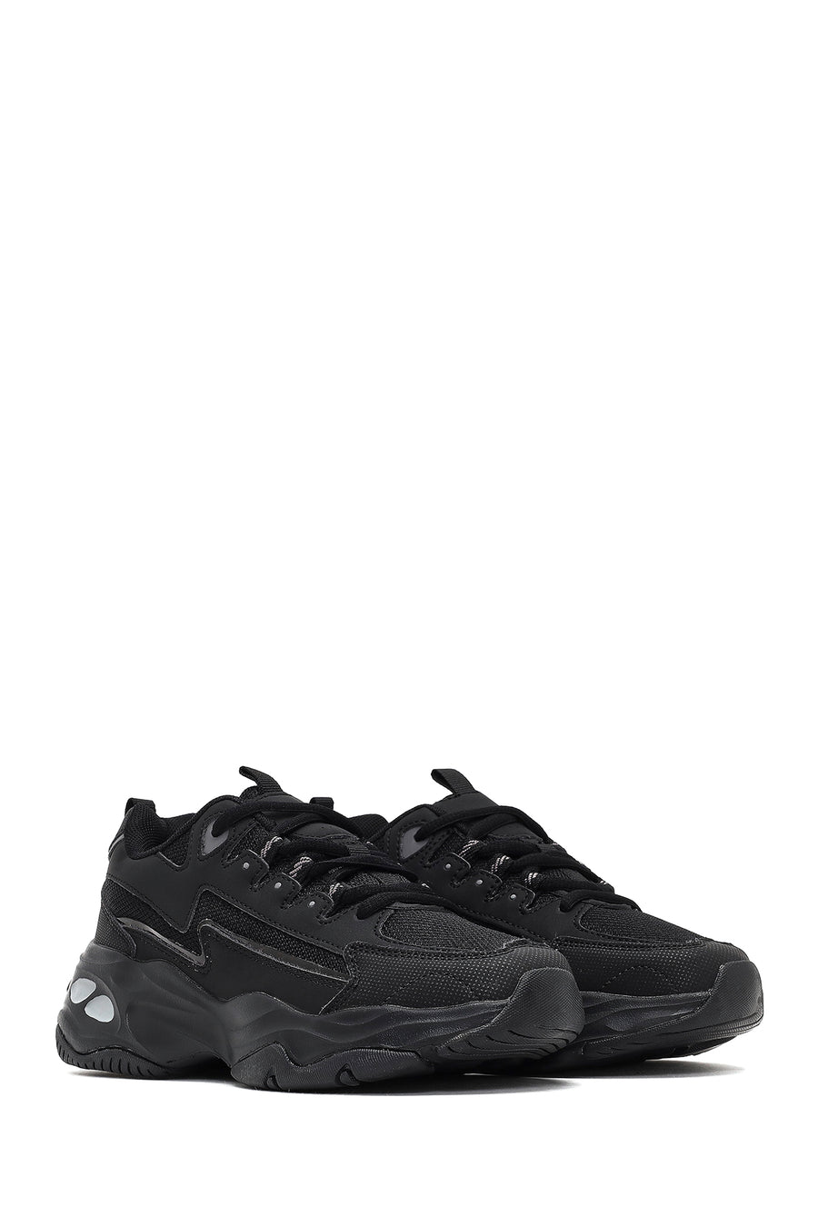 Kadın Siyah Bağcıklı Kalın Tabanlı Sneaker
