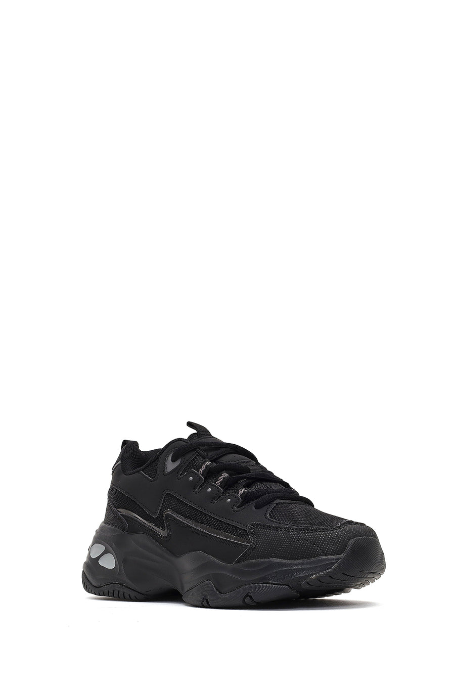 Kadın Siyah Bağcıklı Kalın Tabanlı Sneaker