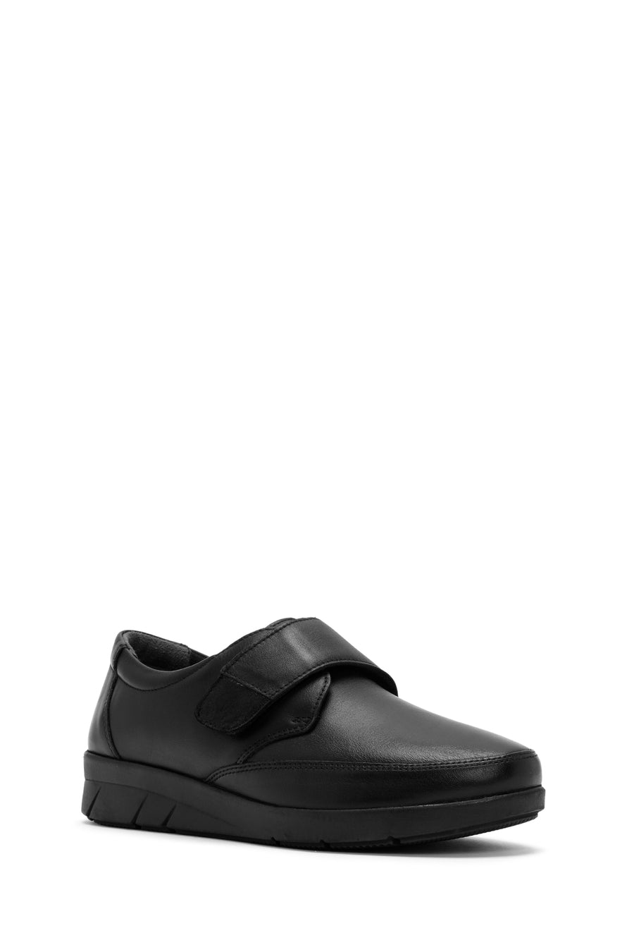 Women's Black Thick-Soled Leather Comfort Shoe